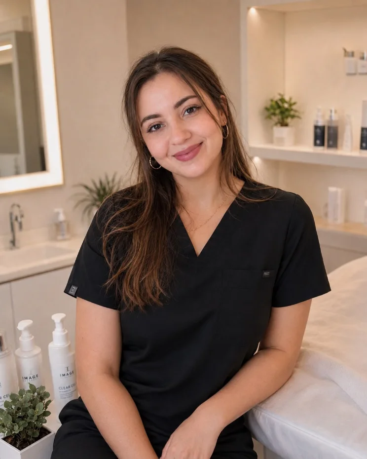 Katy, founder of House of Skin, in the studio